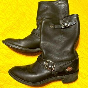 Harley Davidson Women's Leather Pull On Boots Mid Calf